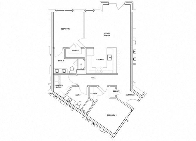 Oboe 2 Bed 2 Bath Floor Plan Oboe 2 Bed 2 Bath Floor Plan at River Point West Apartments, Indiana