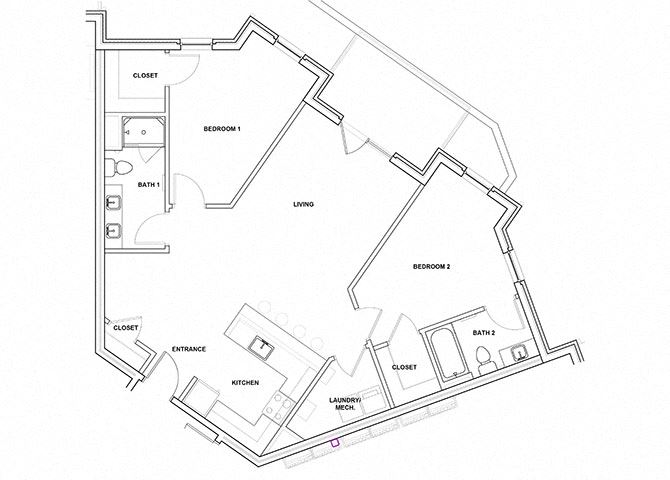 Piano 2 Bedroom 2 Bathroom Floor Plan Piano 2 Bedroom 2 Bathroom Floor Plan at River Point West Apartments, Indiana, 46516
