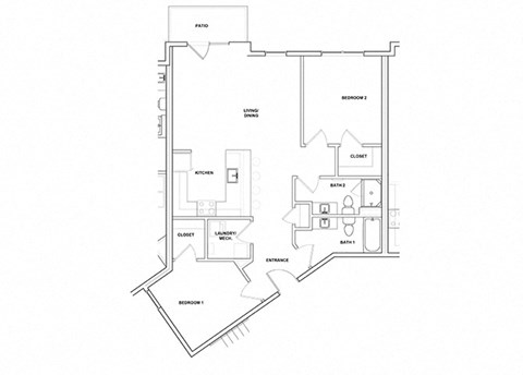 Violin 2 Bed 2 Bath Floor Plan at River Point West Apartments, Elkhart, Indiana