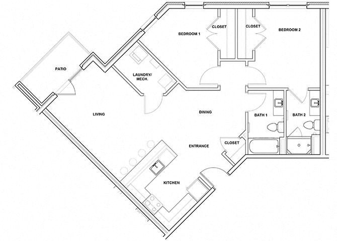 Conga 2 Bedroom 2 Bathroom Floor Plan Conga 2 Bedroom 2 Bathroom Floor Plan at River Point West Apartments, Elkhart