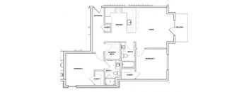 Mandolin 2 Bedroom 2 Bathroom Floor Plan at River Point West Apartments, Elkhart, IN