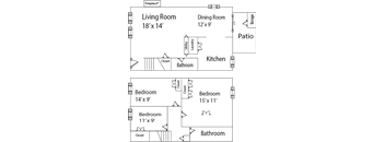 1,189 square foot townhome floor plan