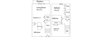 a floor plan of a kitchen and living room with a closet
