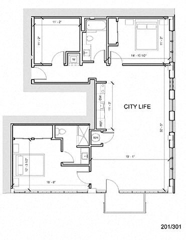 the floor plan of a small house with a city life