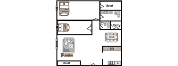 A diagram shows a closet with a utility section and a drawer.