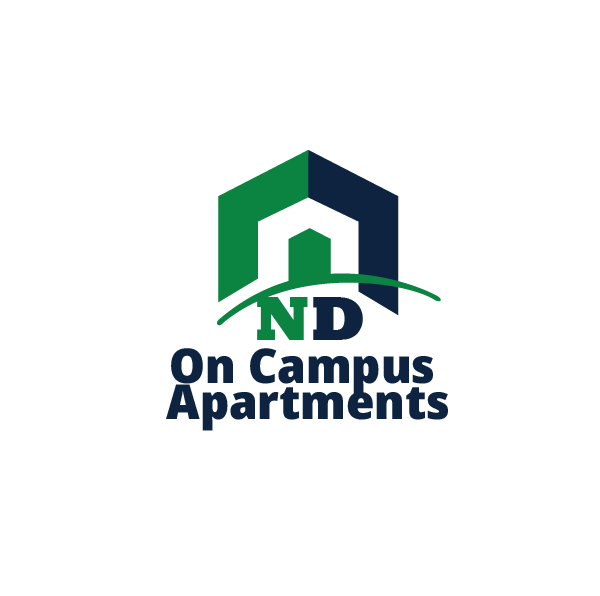 the on campus apartments logo on a green background