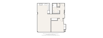 A floor plan of a one-bedroom apartment at The Residences at Liberty Tower.