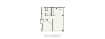 A floor plan for a one-bedroom layout at Liberty Tower Residences.