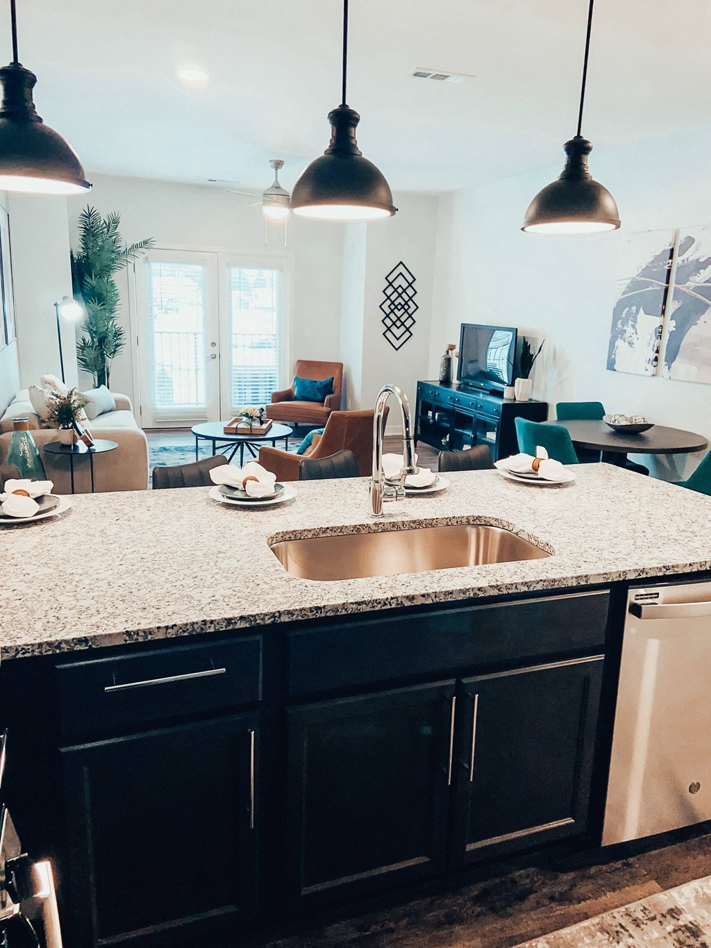 Sink With Faucet In Kitchen at River Point West Apartments, Indiana
