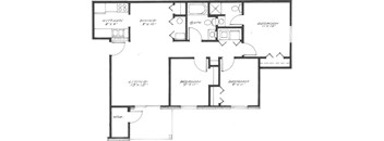 A black and white floor plan of a house with labeled rooms.