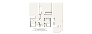 A floor plan of a 2 bedroom apartment at The Residences at Liberty Tower.