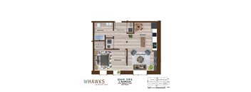 Hawks at River Art Apartment in Goshen Indiana - Floor Plan of Unit 101