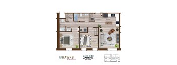 Hawks at River Art Apartment in Goshen Indiana - Floor Plan of Unit 303