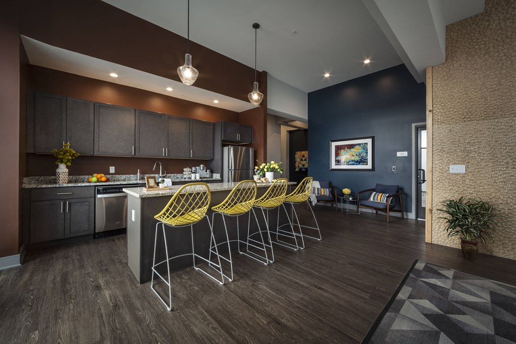 Clubhouse Kitchen Breakfast Bar with Stools at The Ivy at Berlin Place, South Bend, IN