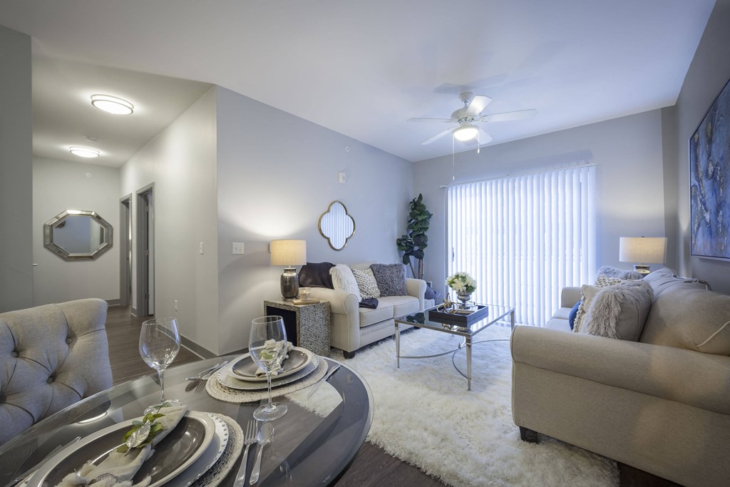 Living Room View With Expansive Window at The Ivy at Berlin Place, South Bend, IN