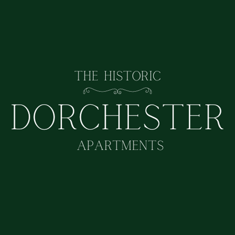 the historic apartments logo with a green background