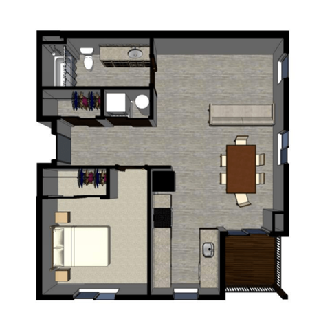 One Bedroom (757sf)