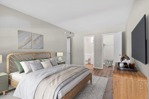 Primary bedroom at Brentwood Apartments In Manassa VA