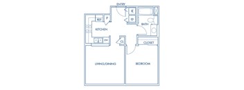 One bedroom floor plan at Caprielle Apartments in San Diego CA