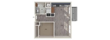 One bedroom floor plan image at Vero Apartments in Chelsea MA