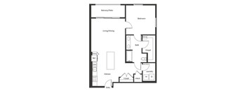 One bedroom floor plan at Chromatic Flats Apartments in San Diego CA