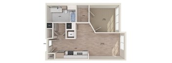 One bedroom floor plan image at Vero Apartments in Chelsea MA