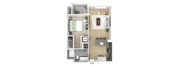 One bedroom floor plan image at The Wylden in Los Angeles CA