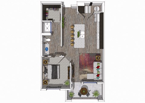 One Bedroom Floor Plan at District at Scottsdale Apartments in Scottsdale AZ