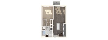 A02 one bedroom floor plan image at North at Totem Lake Apartments in Kirkland WA