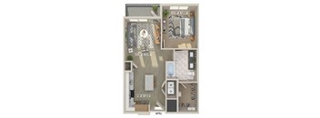One bedroom floor plan image at East Bend Apartments in Houston TX