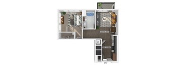one bedroom one bathroom floor plan image at V2 Apartments