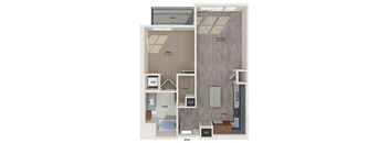 One bedroom floor plan image at Vero Apartments in Chelsea MA