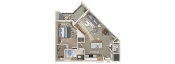One bedroom floor plan image at East Bend Apartments in Houston TX