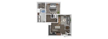 one bedroom one bathroom floor plan image at V2 Apartments
