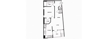 One bedroom one bathroom floor plan image at Norte Town Lake Apartments in Tempe Arizona