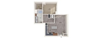 One bedroom floor plan image at Vero Apartments in Chelsea MA
