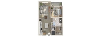 One bedroom floor plan image at East Bend Apartments in Houston TX
