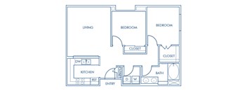 One bedroom floor plan at Caprielle Apartments in San Diego CA