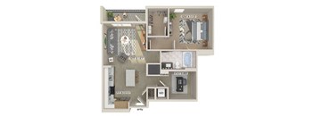 One bedroom floor plan image at East Bend Apartments in Houston TX