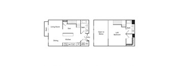 One bedroom floor plan at Riverpark Apartments in Redmond WA