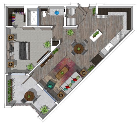 One Bedroom Floor Plan at District at Scottsdale Apartments in Scottsdale AZ