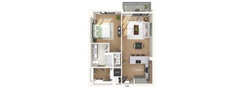One bedroom floor plan at 1010 Waugh Apartments in Houston TX