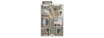 One bedroom floor plan image at East Bend Apartments in Houston TX