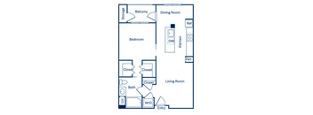 One bedroom floor plan at Main and Jamboree Apartments in Irvine CA