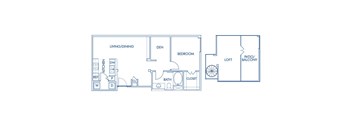 One bedroom floor plan at Caprielle Apartments in San Diego CA