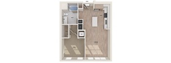 One bedroom floor plan image at Vero Apartments in Chelsea MA