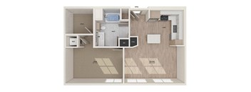 One bedroom floor plan image at Vero Apartments in Chelsea MA