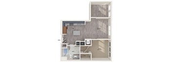 One bedroom floor plan image at Vero Apartments in Chelsea MA