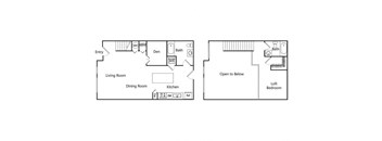 One bedroom floor plan at Riverpark Apartments in Redmond WA