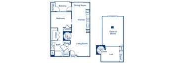 One bedroom floor plan at Main and Jamboree Apartments in Irvine CA